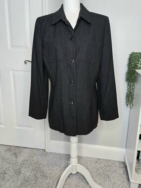 Vintage LOFT 100% Wool Charcoal Shacket | Size 10 | Quiet Luxury Minimalist
